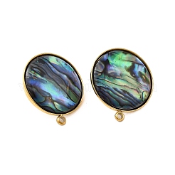 304 Stainless Steel Pave Natural Paua Shell Stud Earring Findings&nbsp;STAS-Z125-09G