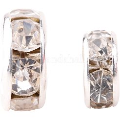 Silver Plated Brass Middle East Rhinestone Spacer Beads&nbsp;RB-PH0001-07S-NF