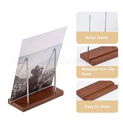 Wood Vinyl Record Slotted Display Stands with Stainless Steel Support&nbsp;ODIS-WH0043-344A