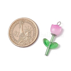 Transparent Glass Beads with Tibetan Style Alloy Caps and Glass Bugle Beads and Brass Flat Head Pins Pendants&nbsp;PALLOY-JF03623