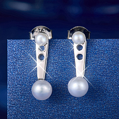 Rhodium Plated 925 Sterling Silver Front Back Stud Earrings for Women&nbsp;PO5078
