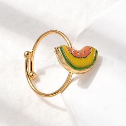 Adjustable 304 Stainless Steel Enamel Cuff Rings for Women&nbsp;RJEW-B152-01G-01