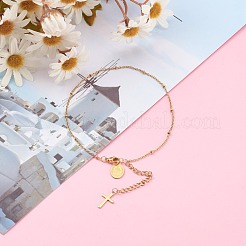 PVD Vacuum Plating 304 Stainless Steel Cable Chains Anklets&nbsp;AJEW-AN00400