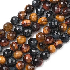 Three-Color Natural Tiger Eye Beads Strands&nbsp;G-L642-F08-6mm