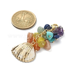 Electroplate Shell Pendant Decorations&nbsp;HJEW-TA00070-01