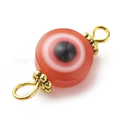 Flat Round Evil Eye Resin Connector Charms&nbsp;PALLOY-JF01799-01