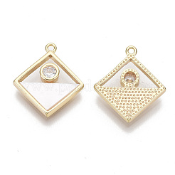 Brass Micro Pave Clear Cubic Zirconia Pendants&nbsp;KK-S356-090-NF