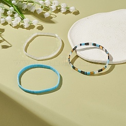 3Pcs 3 Style Glass Seed Rectangle Beaded Stretch Bracelets Set&nbsp;BJEW-JB09037