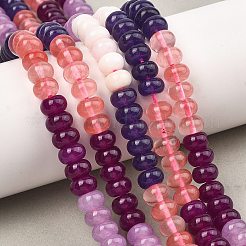 Gradient Color Cherry Quartz Glass and Dyed Natural White Jade Beads Strands&nbsp;G-NH0053-A14-01