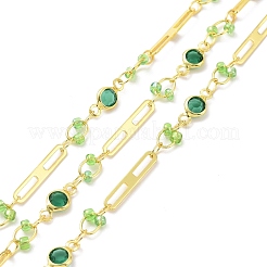 Real 18K Gold Plated Brass Oval & Flat Round Link Chains&nbsp;CHC-F844-10B