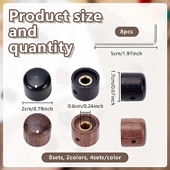 8Pcs 2 Colors Wooden Guitar Volume Tone Knobs with Metal Wrench&nbsp;AJEW-WA0004-91