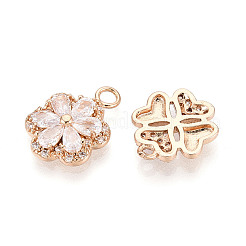 Brass Micro Pave Cubic Zirconia Pendants&nbsp;KK-T072-46G
