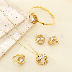 304 Stainless Steel & Cubic Zirconia & Cat Eye Pendant Necklaces & Stud Earrings & Rings & Bangles&nbsp;FS-WGBA184-01