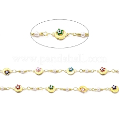 Handmade Brass Enamel Moon & Star with Evil Eye Link Chain&nbsp;CHC-I045-13G