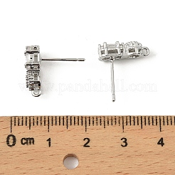 Brass Micro Pave Clear Cubic Zirconia Stud Earring Findings&nbsp;LS-KK-C107-06P