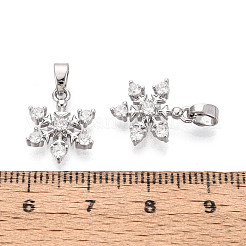 Brass Micro Pave Clear Cubic Zirconia Charms&nbsp;KK-N259-16P
