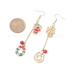 5 Pairs 5 Styles Christmas Theme Alloy Enamel Dangle Earrings&nbsp;EJEW-JE06563