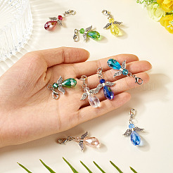 Angel Glass & Alloy Pendant Decoration&nbsp;HJEW-TAC0055