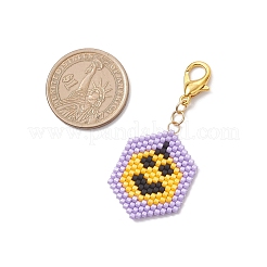 5Pcs Halloween Glass Seed Beaded Pendant Decorations&nbsp;HJEW-MZ00343