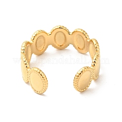 Ion Plating(IP) 304 Stainless Steel Oval Open Cuff Ring for Men Women&nbsp;RJEW-I085-18G
