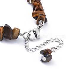 Natural Tiger Eye Chip Bracelets&nbsp;BJEW-JB04489-01
