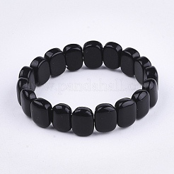 Natural Dyed & Heated Black Agate Stretch Bracelets&nbsp;BJEW-S039-05B