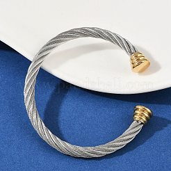 304 Stainless Steel Cuff Bangles&nbsp;BJEW-M136-01C-PG