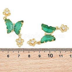 Brass Micro Pave Cubic Zirconia Connector Charms&nbsp;CU-CBACDF6-01G-15