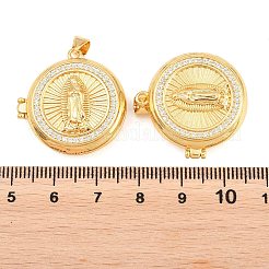 Religion Brass Locket Pendants&nbsp;KK-D232-19G-03