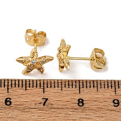 Brass Micro Pave Clear Cubic Zirconia Earrings&nbsp;LS-EJEW-D328-03G-03
