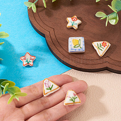 6Pcs 6 Styles Printed Handmade Porcelain Beads&nbsp;PORC-TA0001-49