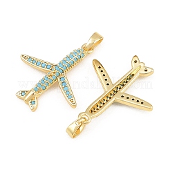 Brass Micro Pave Sky Blue Cubic Zirconia Pendants&nbsp;CU-CBAA571-05G