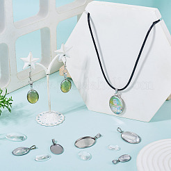 DIY 304 Stainless Steel Oval Pendant Making Kits&nbsp;DIY-TA0014-44