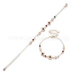 Colorful Cubic Zirconia Rhombus Link Bracelet&nbsp;BJEW-N020-01