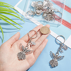 2 Sets Angel Tibetan Style Alloy Pendant Keychain&nbsp;KEYC-PH0001-93