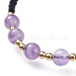 Adjustable Natural Amethyst Braided Bead Bracelets&nbsp;BJEW-JB04599-04