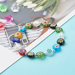 Handmade Millefiori Lampwork Beads Stretch Bracelet for Teen Girl Women Gift&nbsp;BJEW-JB06847-01