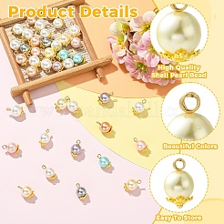 40Pcs 4 Styles Shell Pearl with Brass Pendants&nbsp;PALLOY-YW00213
