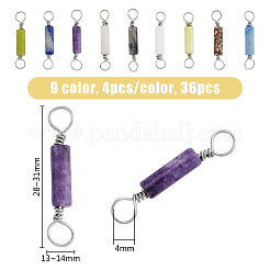 36Pcs 9 Styles Natural Mixed Gemstone Connector Charms&nbsp;PALLOY-AB00132