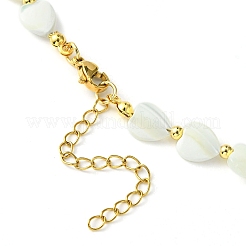 Natural Shell Heart & Alloy Beaded Necklaces for Women&nbsp;NJEW-TA00129