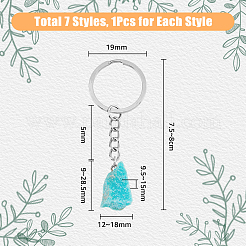 7Pcs 7 Styles Natural Gemstone Keychain&nbsp;KEYC-DC0001-07