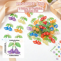50Pcs 5 Colors Transparent Acrylic Pendants&nbsp;PALLOY-SZ00070