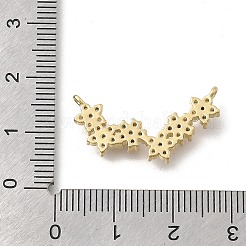 Brass Micro Pave Clear Cubic Zirconia 6 Flower Links Connector Charms&nbsp;KK-D431-072G