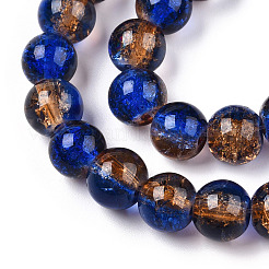 Two-Tone Crackle Baking Paint Transparent Glass Beads Strands&nbsp;X-CCG-T004-8mm-05