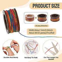 2 Rolls 2 Colors Segment Dyed Round Polyester Twisted Cords&nbsp;OCOR-TA0003-59E