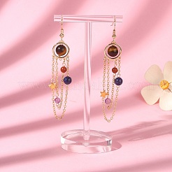 Natural Gemstone Dangle Earrings&nbsp;EJEW-TA00257