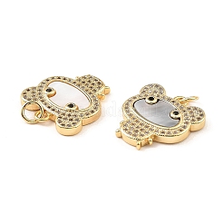 Brass Cubic Zirconia with Shell Pendants&nbsp;KK-K342-01G