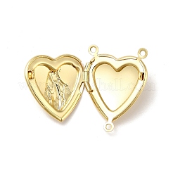 Religion Brass Heart with Virgin Locket Chandelier Component Links&nbsp;KK-K269-07G-RS