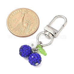 Polymer Clay Rhinestone Cherry Pendant Decorations&nbsp;HJEW-JM03268-02