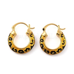 Leopard Print Brass Enamel Hoop Earrings for Women&nbsp;EJEW-U055-11B-G